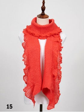 Long Knitted Ruffle Scarf